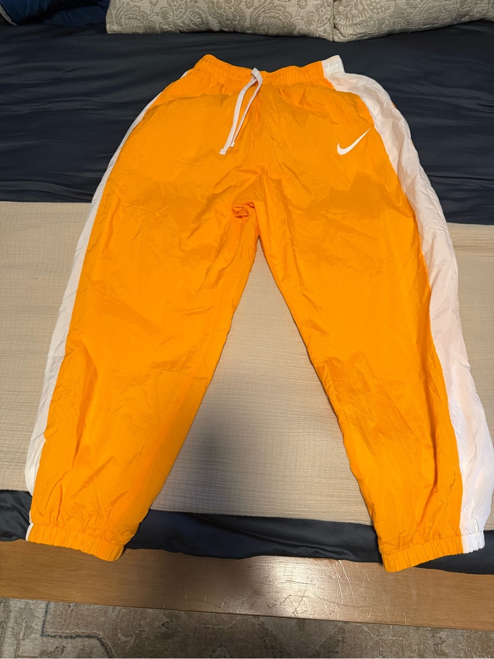 Nike Kids Orange Joggers with White Side Panels